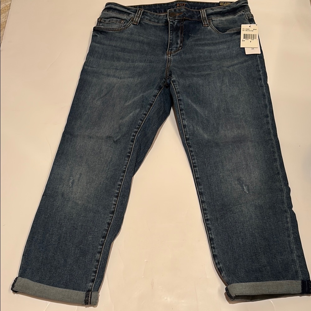 NWT Kut from the Kloth Dark Blue Boyfriend Jeans crop skinny 8